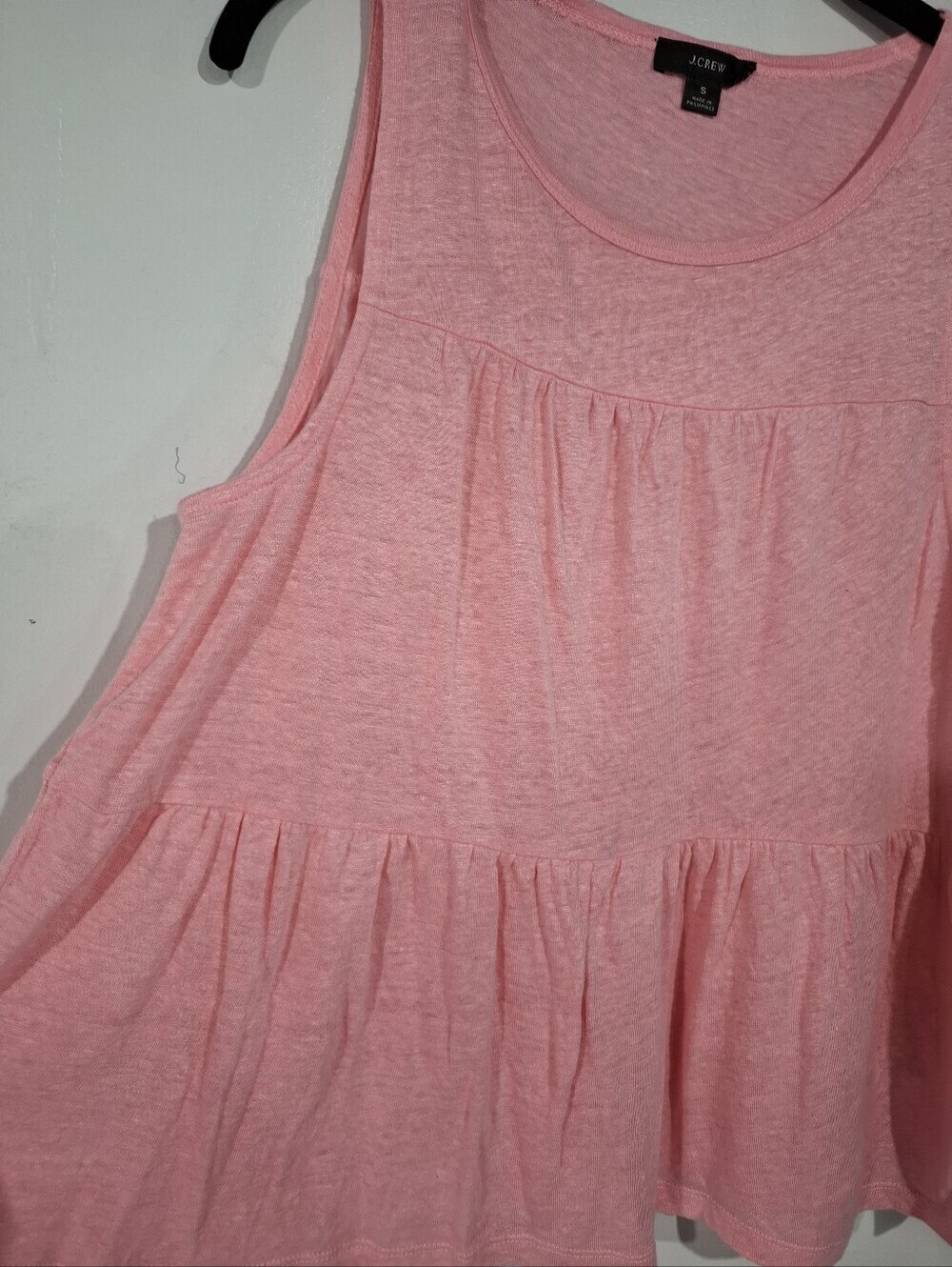 J.Crew 100% Linen Pink Tiered Peplum Tank Top Sleeveless Size S Summer - Picture 8 of 8